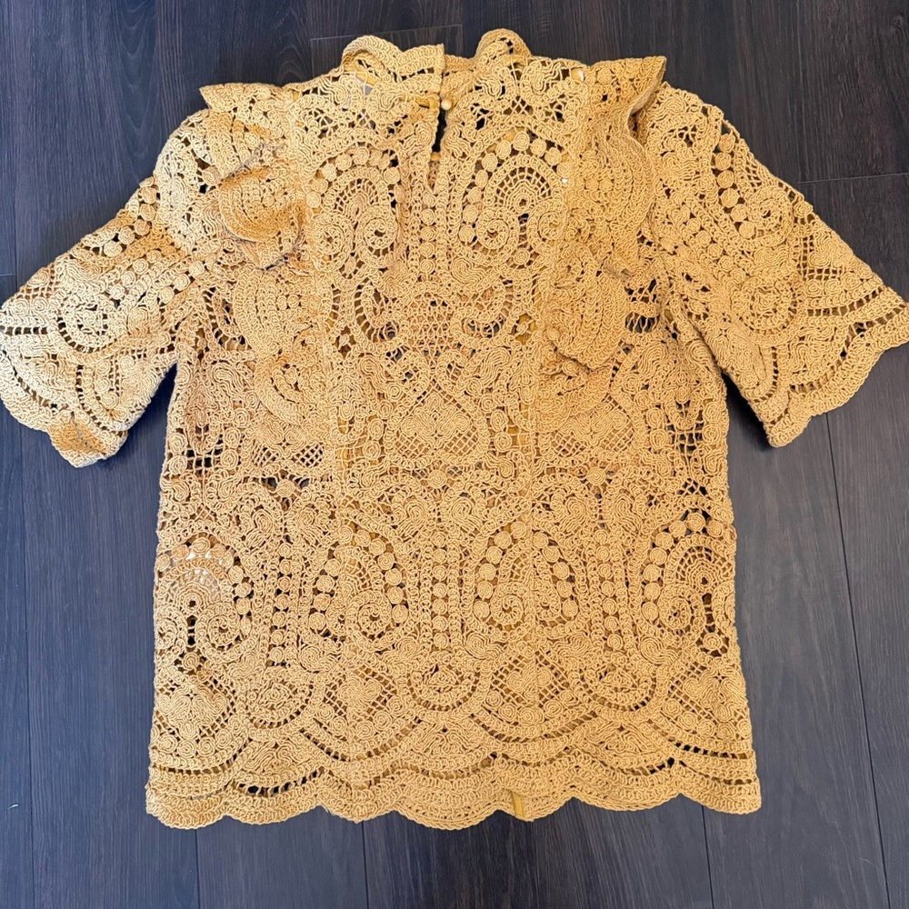 Sezane Mustard Crochet Blouse - Picture 6 of 8